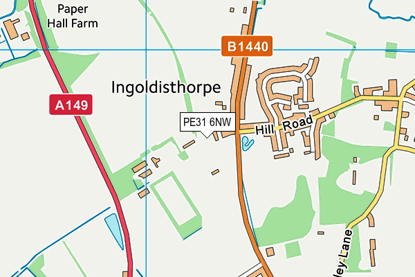 Ingoldisthorpe Playing Fields map (PE31 6NW) - OS VectorMap District (Ordnance Survey)