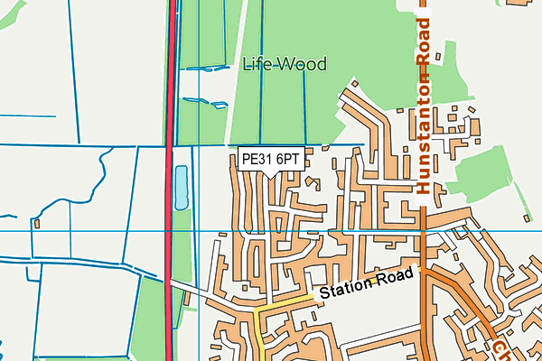PE31 6PT map - OS VectorMap District (Ordnance Survey)