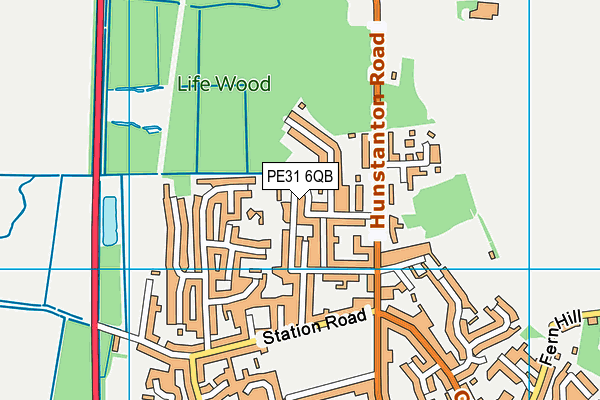 PE31 6QB map - OS VectorMap District (Ordnance Survey)