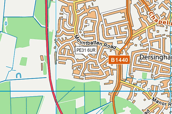 PE31 6UR map - OS VectorMap District (Ordnance Survey)
