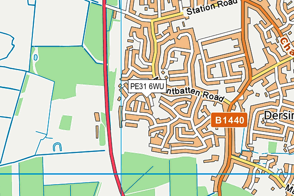 PE31 6WU map - OS VectorMap District (Ordnance Survey)