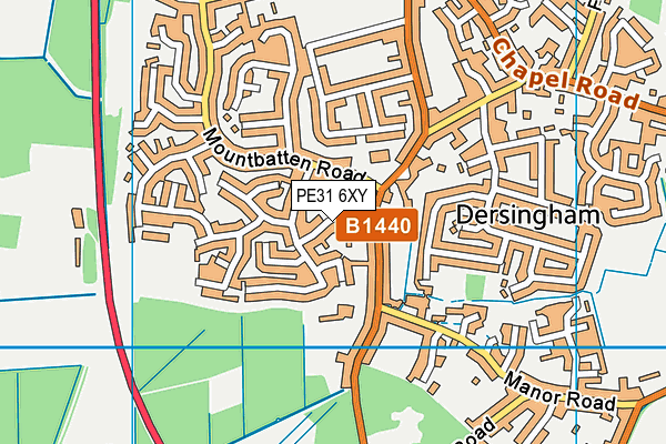 PE31 6XY map - OS VectorMap District (Ordnance Survey)