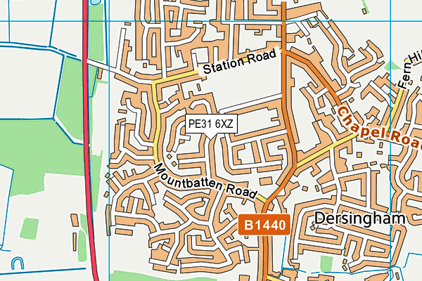 PE31 6XZ map - OS VectorMap District (Ordnance Survey)