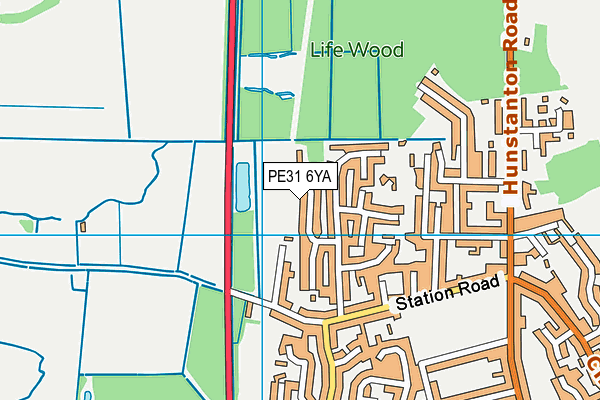 PE31 6YA map - OS VectorMap District (Ordnance Survey)