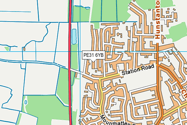 PE31 6YB map - OS VectorMap District (Ordnance Survey)