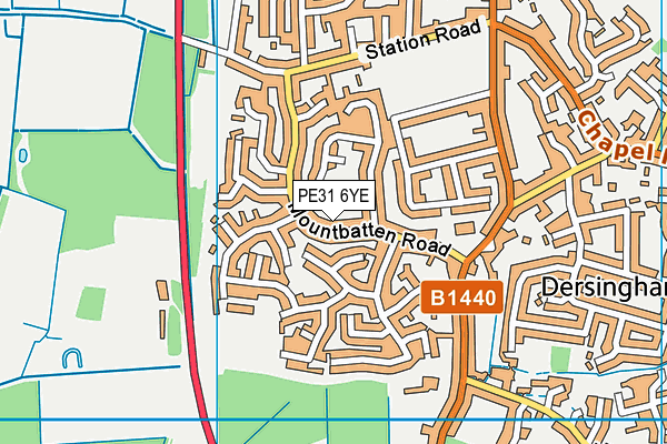 PE31 6YE map - OS VectorMap District (Ordnance Survey)