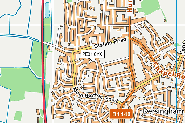 PE31 6YX map - OS VectorMap District (Ordnance Survey)