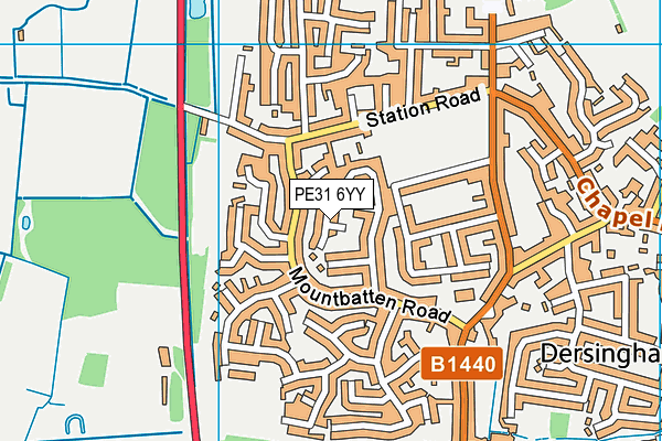 PE31 6YY map - OS VectorMap District (Ordnance Survey)