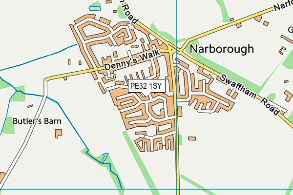 PE32 1SY map - OS VectorMap District (Ordnance Survey)