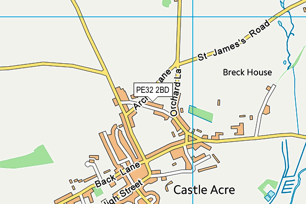 Castle Acre Playing Field map (PE32 2BD) - OS VectorMap District (Ordnance Survey)