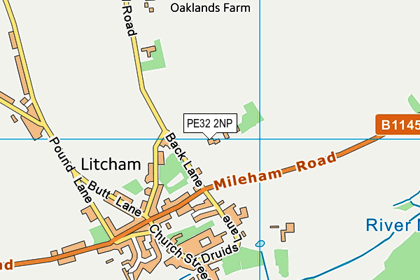 Litcham School (Back Lane Playing Fields) map (PE32 2NP) - OS VectorMap District (Ordnance Survey)