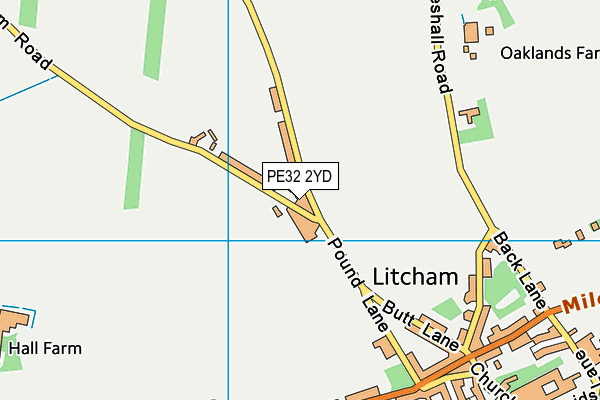 PE32 2YD map - OS VectorMap District (Ordnance Survey)