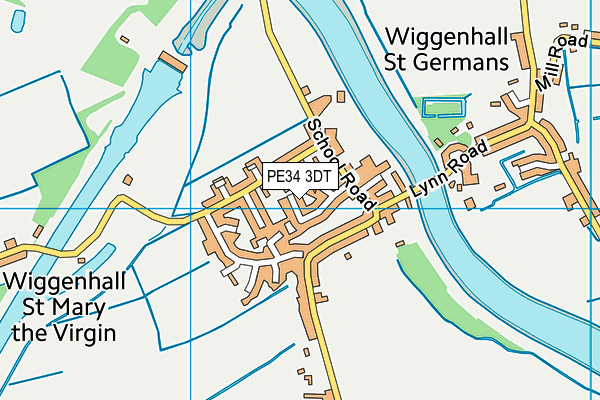 PE34 3DT map - OS VectorMap District (Ordnance Survey)