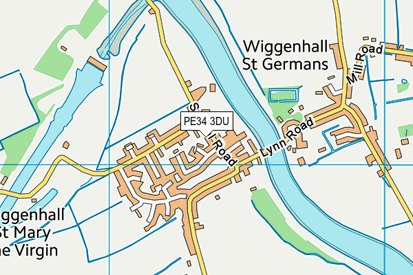 PE34 3DU map - OS VectorMap District (Ordnance Survey)