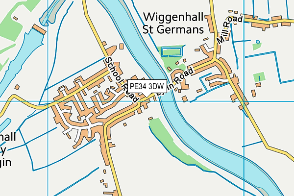 PE34 3DW map - OS VectorMap District (Ordnance Survey)