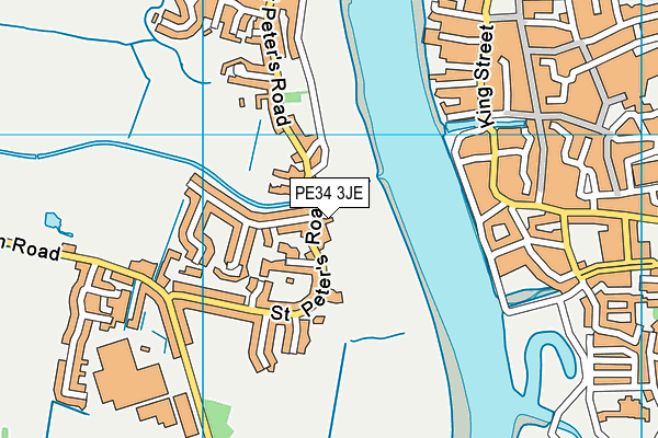 PE34 3JE map - OS VectorMap District (Ordnance Survey)