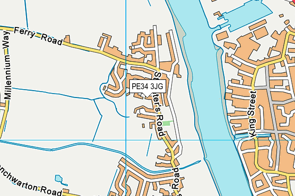 PE34 3JG map - OS VectorMap District (Ordnance Survey)
