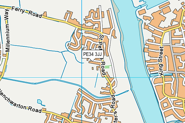 PE34 3JJ map - OS VectorMap District (Ordnance Survey)
