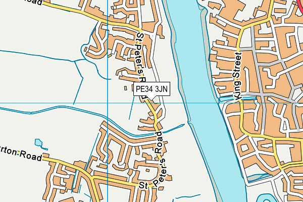 PE34 3JN map - OS VectorMap District (Ordnance Survey)