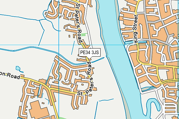 PE34 3JS map - OS VectorMap District (Ordnance Survey)
