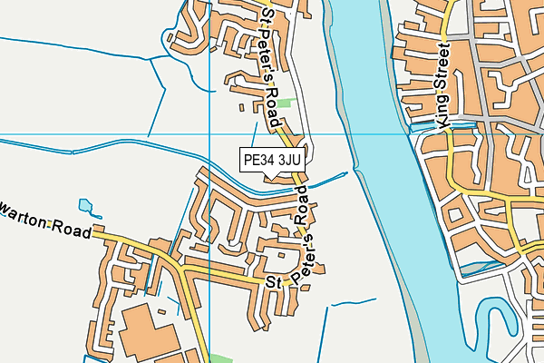 PE34 3JU map - OS VectorMap District (Ordnance Survey)