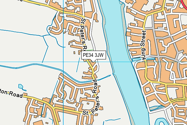 PE34 3JW map - OS VectorMap District (Ordnance Survey)