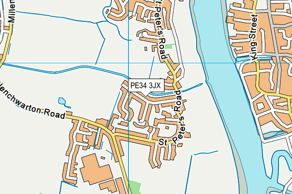 PE34 3JX map - OS VectorMap District (Ordnance Survey)