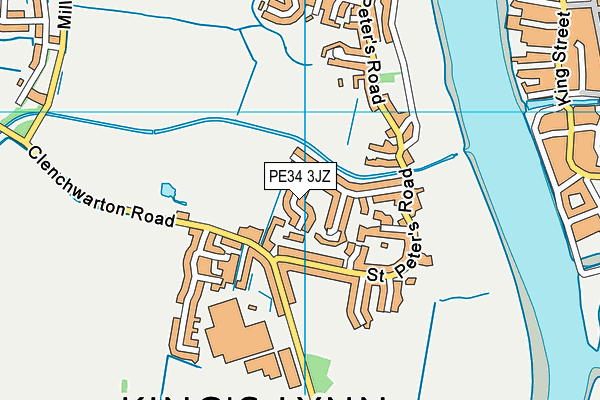 PE34 3JZ map - OS VectorMap District (Ordnance Survey)