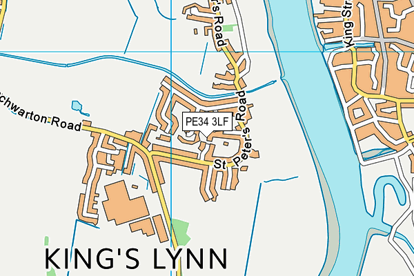 PE34 3LF map - OS VectorMap District (Ordnance Survey)