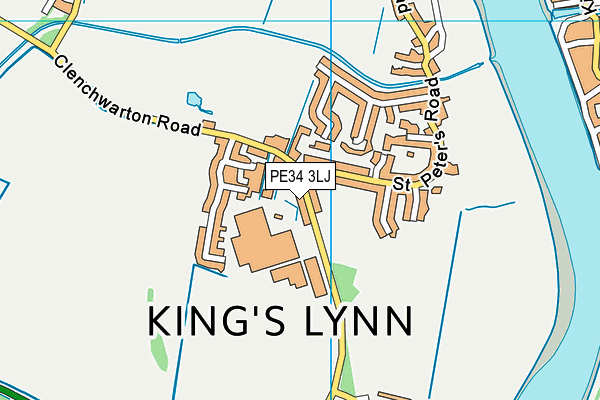 PE34 3LJ map - OS VectorMap District (Ordnance Survey)