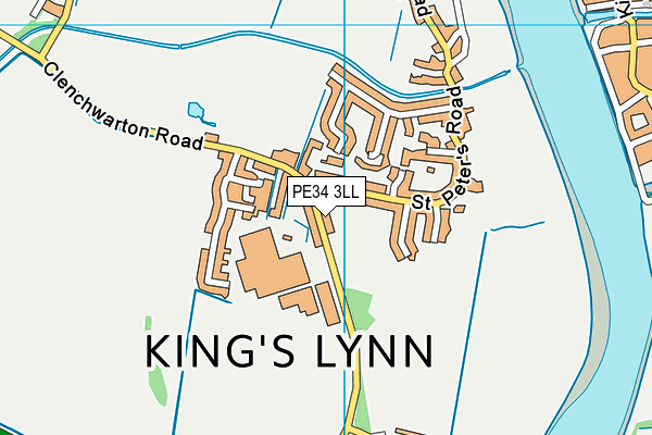 PE34 3LL map - OS VectorMap District (Ordnance Survey)