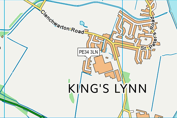 PE34 3LN map - OS VectorMap District (Ordnance Survey)