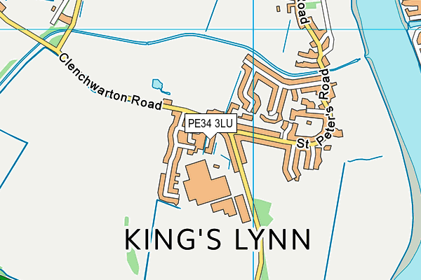 PE34 3LU map - OS VectorMap District (Ordnance Survey)