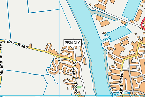 PE34 3LY map - OS VectorMap District (Ordnance Survey)