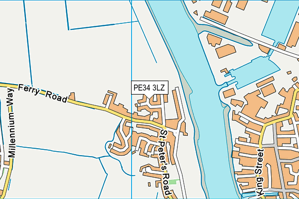 PE34 3LZ map - OS VectorMap District (Ordnance Survey)