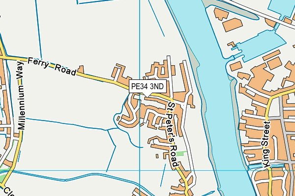 PE34 3ND map - OS VectorMap District (Ordnance Survey)