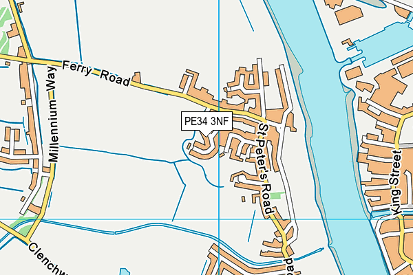 PE34 3NF map - OS VectorMap District (Ordnance Survey)