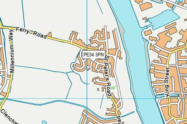 PE34 3PN map - OS VectorMap District (Ordnance Survey)