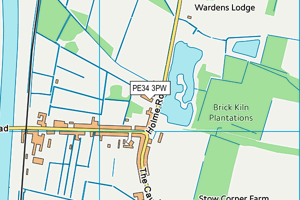 PE34 3PW map - OS VectorMap District (Ordnance Survey)