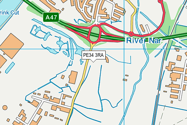PE34 3RA map - OS VectorMap District (Ordnance Survey)