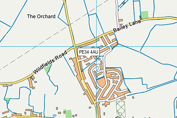 PE34 4AU map - OS VectorMap District (Ordnance Survey)
