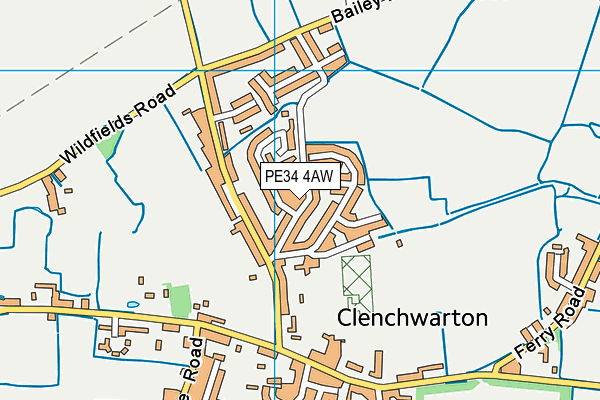 PE34 4AW map - OS VectorMap District (Ordnance Survey)