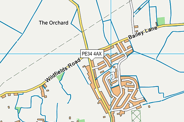 PE34 4AX map - OS VectorMap District (Ordnance Survey)