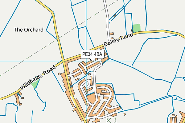 PE34 4BA map - OS VectorMap District (Ordnance Survey)