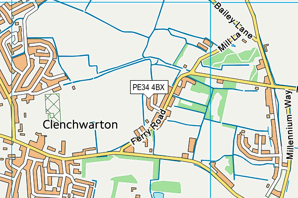 PE34 4BX map - OS VectorMap District (Ordnance Survey)
