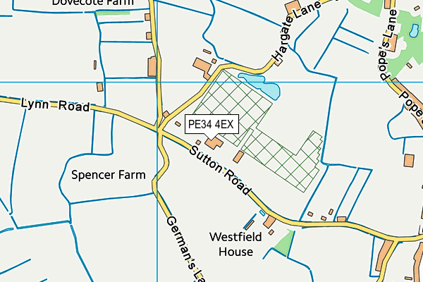 Westfield House School map (PE34 4EX) - OS VectorMap District (Ordnance Survey)