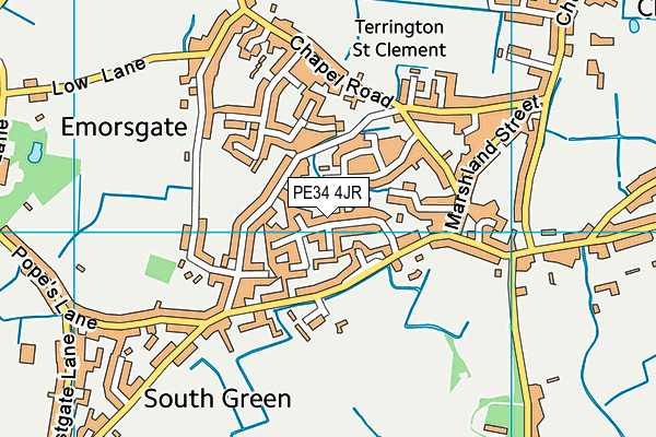 PE34 4JR map - OS VectorMap District (Ordnance Survey)