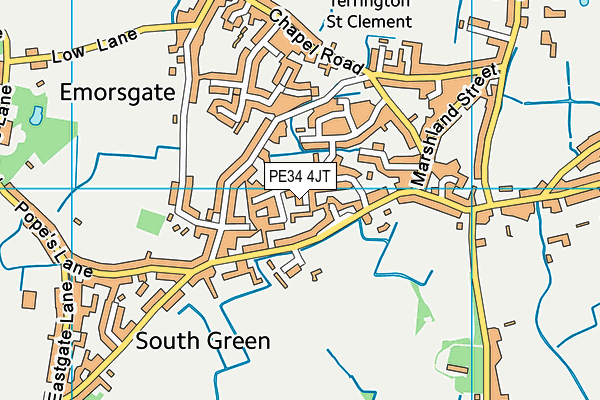 PE34 4JT map - OS VectorMap District (Ordnance Survey)