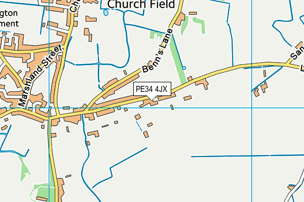 PE34 4JX map - OS VectorMap District (Ordnance Survey)