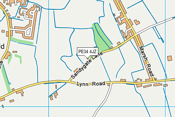 PE34 4JZ map - OS VectorMap District (Ordnance Survey)